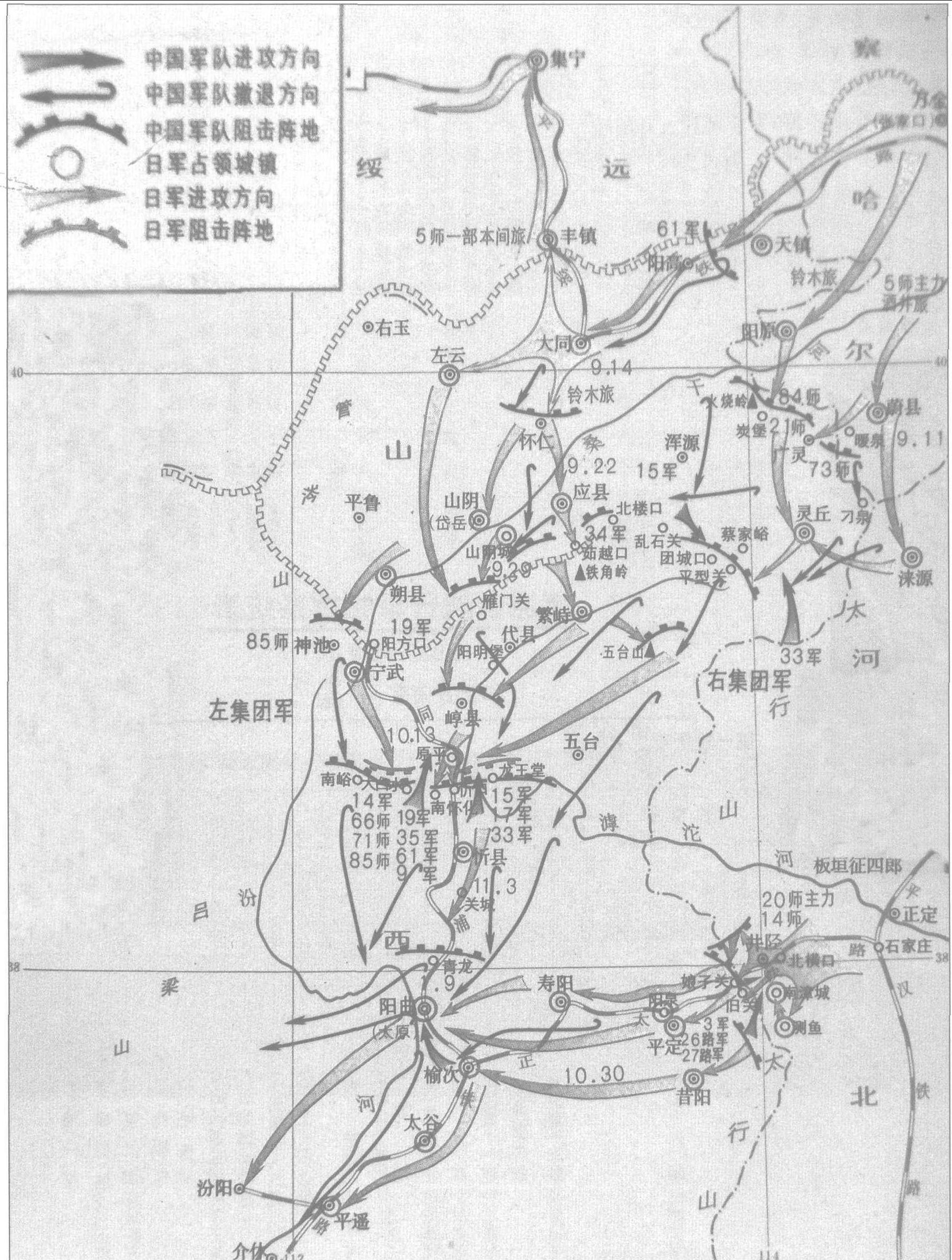 忻口、太原会战要图